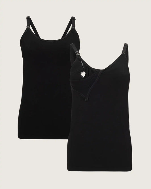 Sublime® Bamboo Pumping Cami Two-Pack | Black