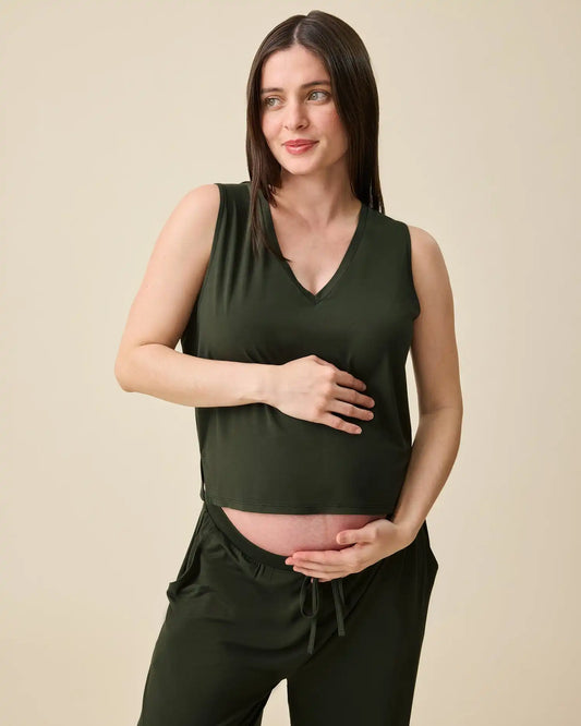 Aria Bamboo Cropped V-neck Tank | Thyme