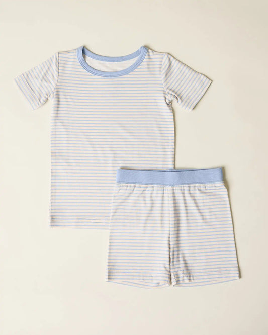 Bamboo Short Sleeve & Shorts Set | Blue Candy Stripe
