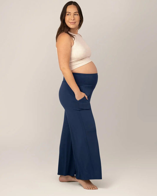 Bamboo Wide Leg Maternity & Postpartum Lounge Pant | Navy
