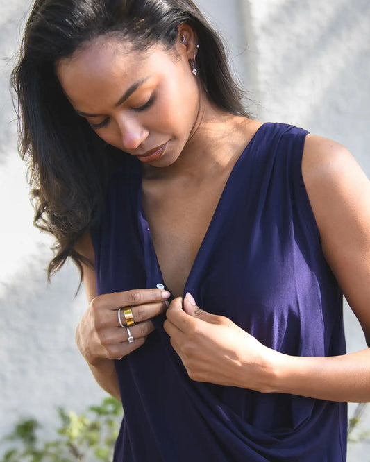 Bamboo Draped Nursing Tank | Navy