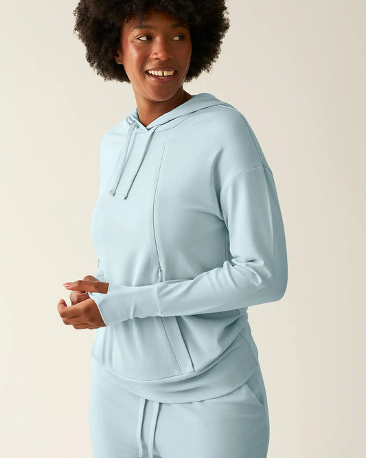 Brushed Bamboo Maternity & Nursing Hoodie | Powder Blue