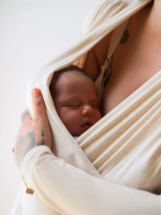 Organic Cotton Skin to Skin Long Sleeve Wrap Top | Oatmeal Heather