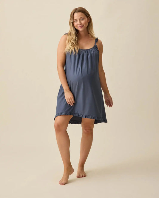 Dreamy Cotton Maternity & Nursing Nightgown | Midnight Blue