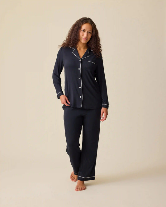 Clea Bamboo Long Sleeve Pajama Set | Black