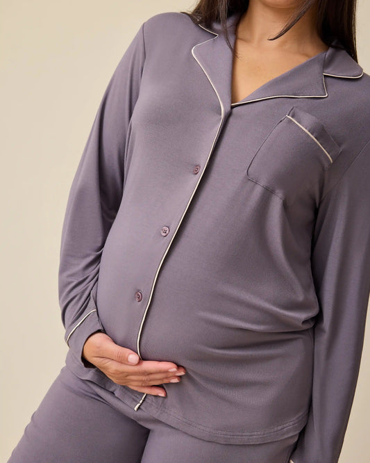 Clea Bamboo Long Sleeve Pajama Set | Granite