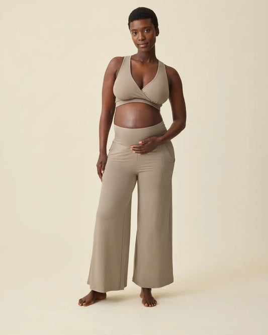 Bamboo Wide Leg Maternity & Postpartum Lounge Pant | Sandstone
