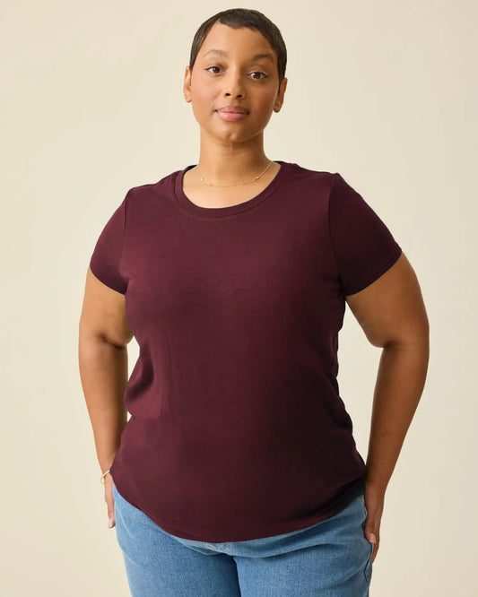 Modal Crew Neck Nursing T-shirt | Deep Burgundy
