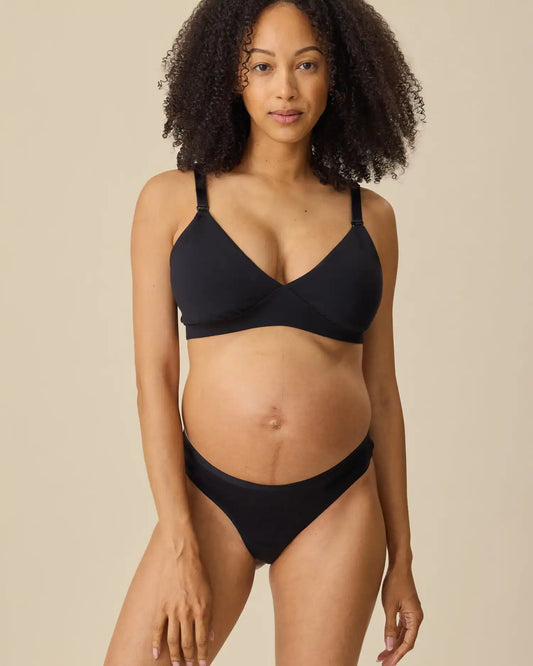 SoftStretch Cotton Maternity & Postpartum Thong | Black