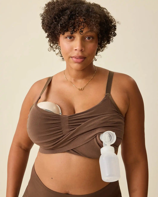 Sublime® Bamboo Hands-Free Pumping Lounge & Sleep Bra | Chocolate