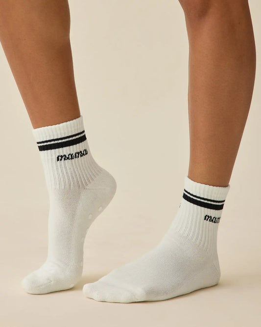 Non-Slip Quarter Crew Socks | Ivory & Black