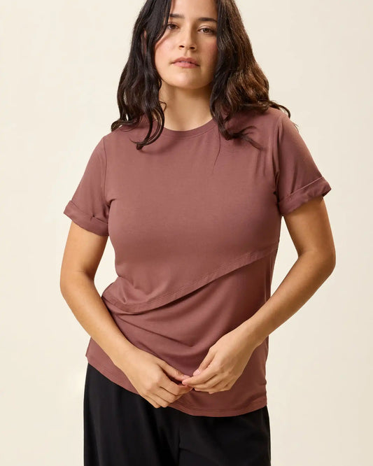Asymmetrical Nursing T-shirt | Redwood
