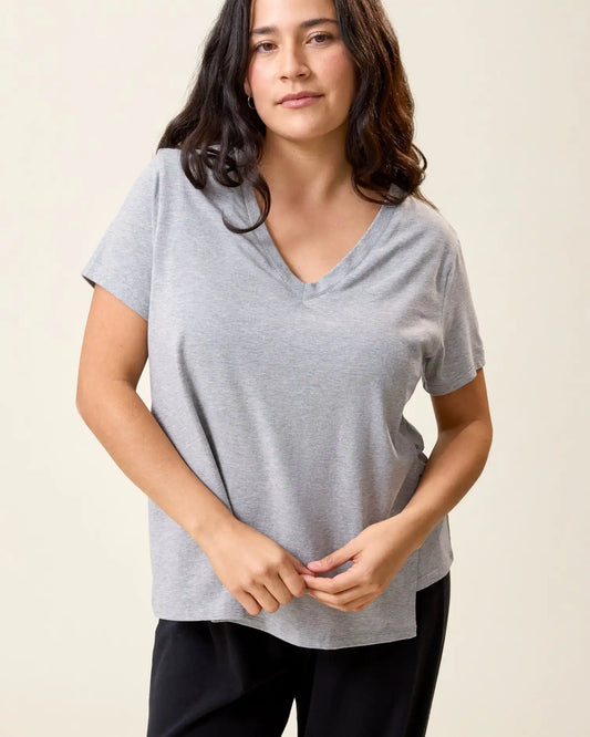 Modal V-neck Nursing T-shirt | Grey Heather