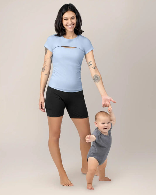 Luna Active Cut Out Nursing Top | French Blue