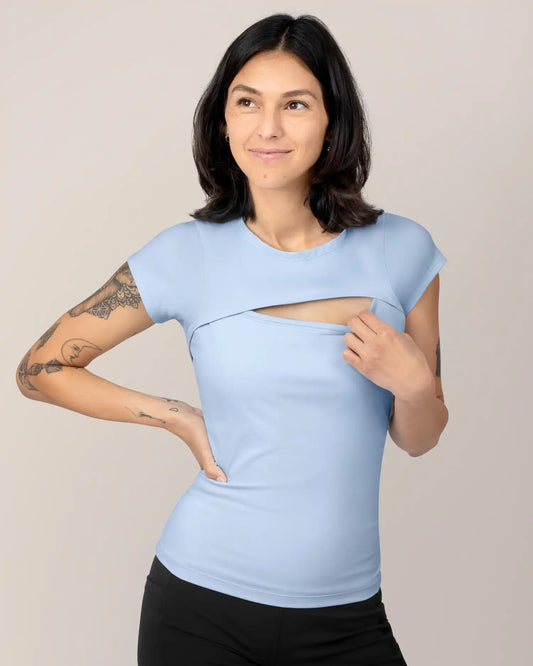 Luna Active Cut Out Nursing Top | French Blue
