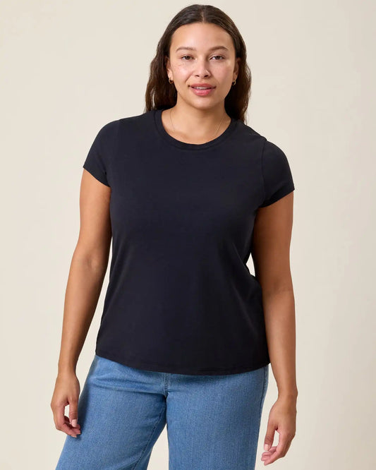 Modal Crew Neck Nursing T-shirt | Black