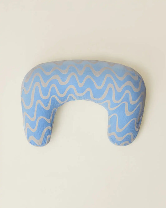 Organic Muslin Nursing Pillow Cover | Blue Waves