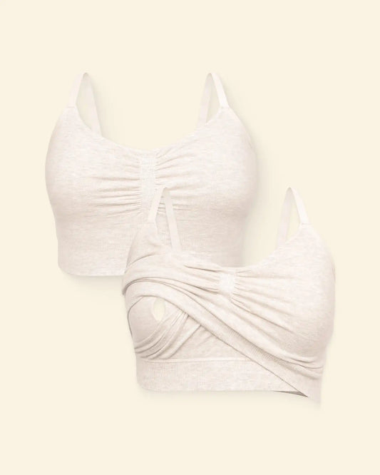 Sublime® Pumping Sleep Bra Two-Pack | Oatmeal Heather