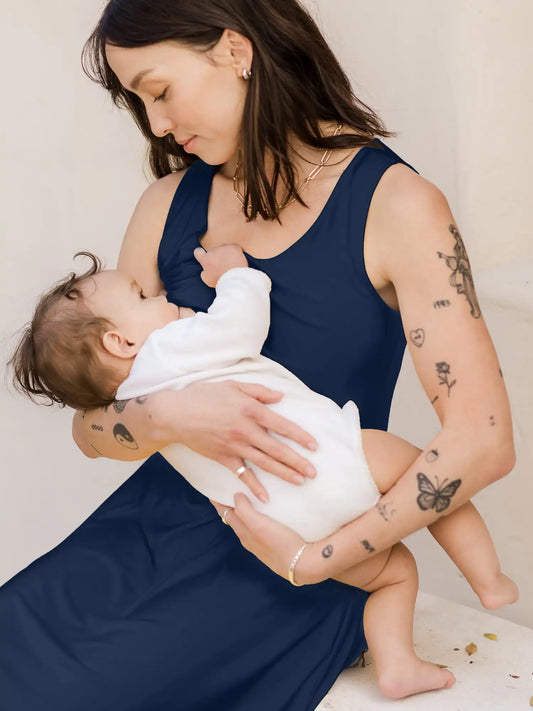 Penelope Crossover Nursing Dress | Navy