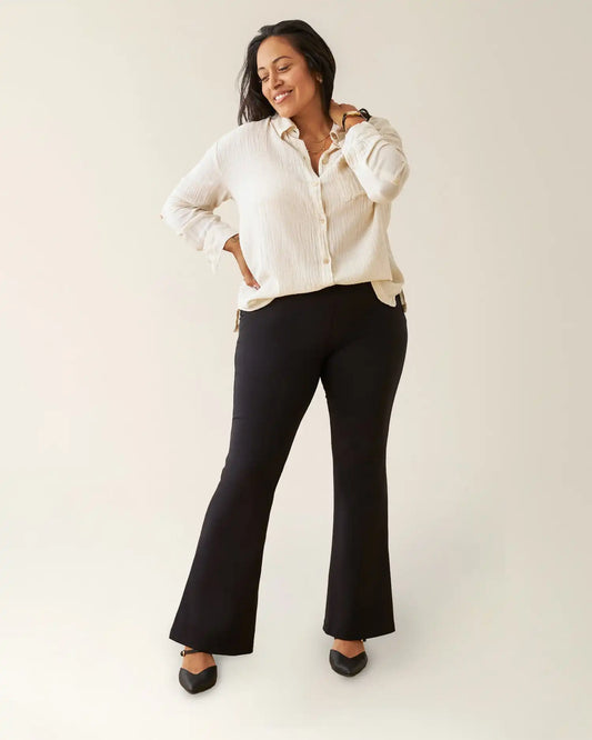 Postpartum Ponte Flare Pant | Black