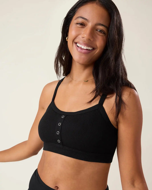 Ribbed Bamboo Pumping Bralette | Black