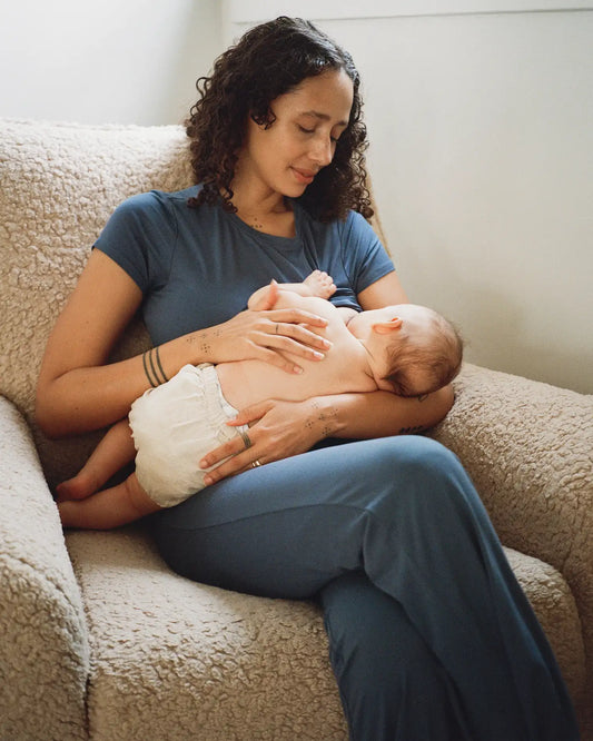 The Sunday Maternity & Nursing Pajama Set | Slate Blue