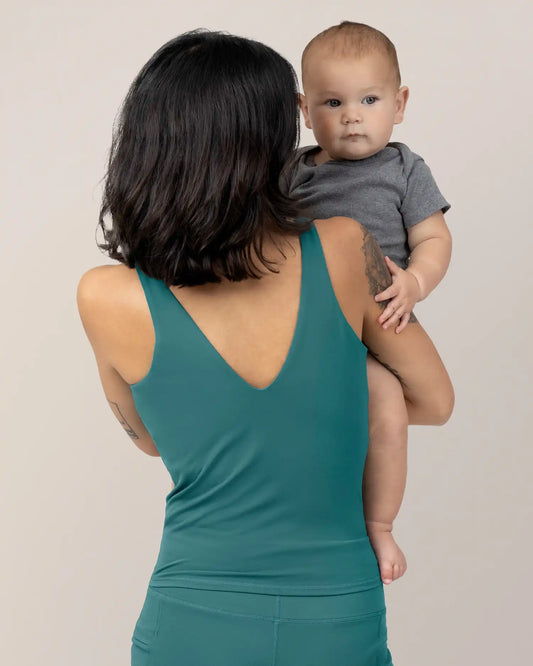 Wren Active V-neck Nursing Tank Top | Teal