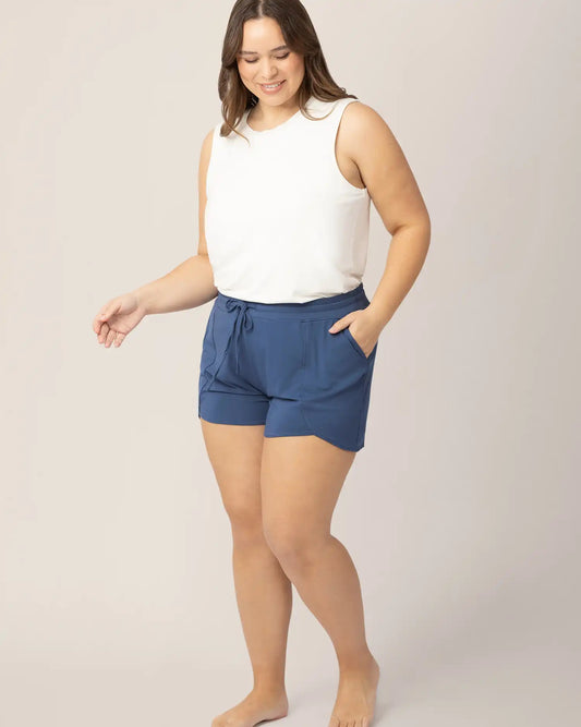 Bamboo Maternity & Postpartum Lounge Short | Slate Blue