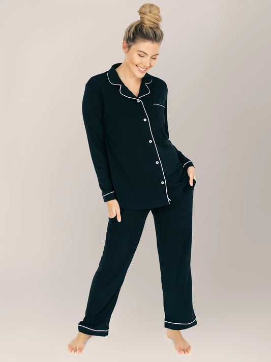 Bamboo Long Sleeve Pajama Set | Black