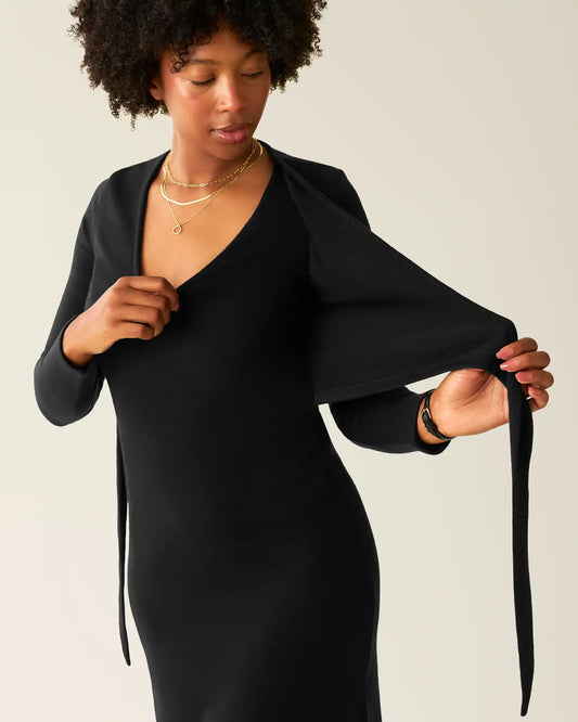 Kate Nursing Wrap Sweater Dress | Black