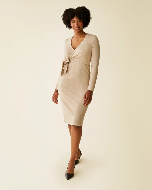 Kate Nursing Wrap Sweater Dress | Oat