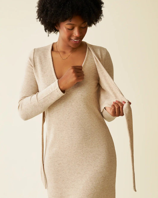Kate Nursing Wrap Sweater Dress | Oat
