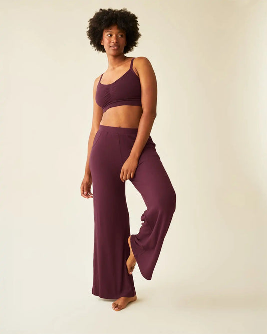 CozyKnit Wide Leg Lounge Pant | Deep Burgundy