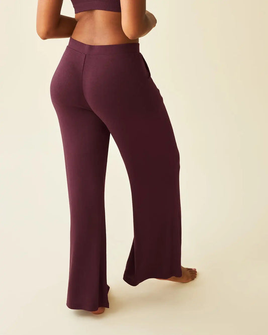 CozyKnit Wide Leg Lounge Pant | Deep Burgundy