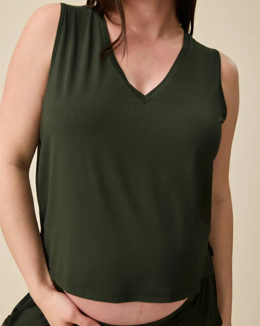 Aria Bamboo Cropped V-neck Tank | Thyme