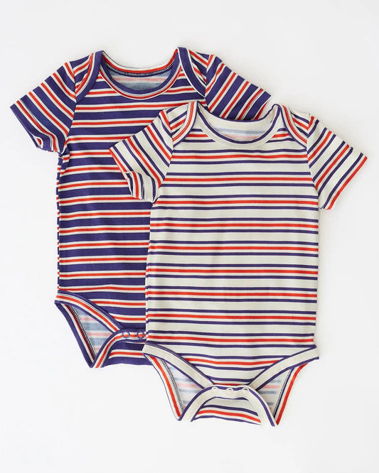 Baby Onesie Two-Pack | Red & Blue Stripe