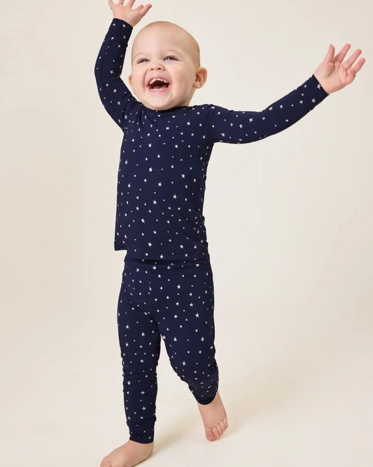 Bamboo Baby Two-Piece Pajama Set | Navy Stars