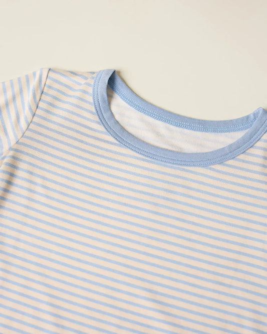 Bamboo Short Sleeve & Shorts Set | Blue Candy Stripe