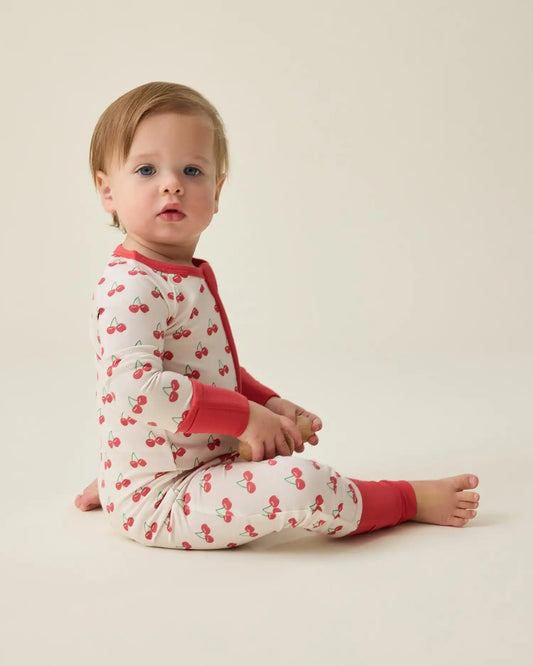 Bamboo Baby Pajama | Ivory Cherries