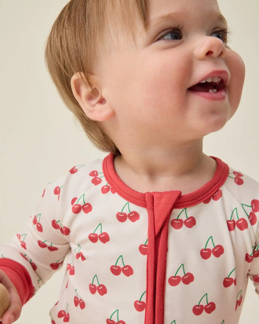 Bamboo Baby Pajama | Ivory Cherries