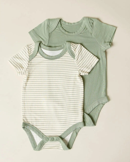 Baby Onesie Two-Pack | Sage Candy Stripe
