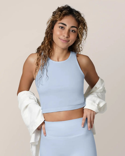Sublime® Bamboo Hands-Free Pumping Longline Bra Top | French Blue