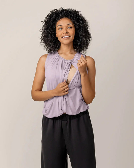 Piper Bubble Hem Nursing Tank | Lavender Mist