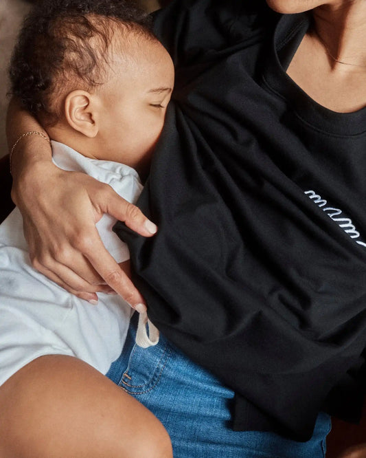 Classic Cotton Nursing T-shirt | Black - Embroidered