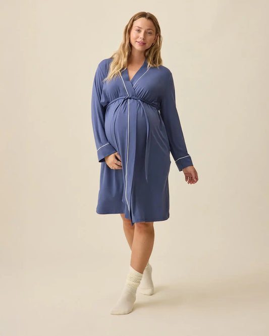 Clea Bamboo Robe | Slate Blue