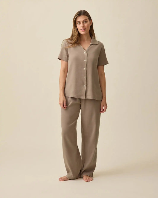 Cotton Bamboo Pajama Set | Taupe