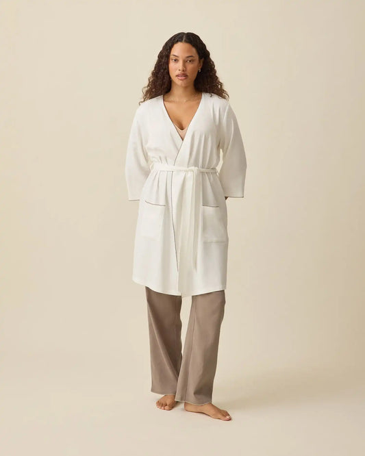 Cotton Bamboo Robe | Ivory