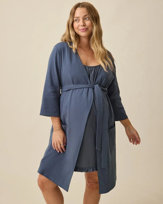 Cotton Bamboo Robe | Midnight Blue