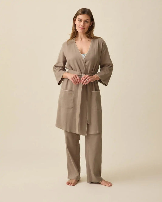 Cotton Bamboo Robe | Taupe