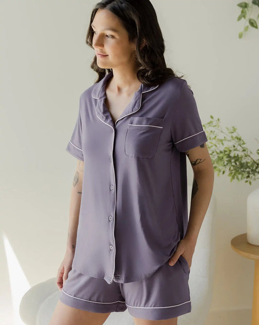 Clea Bamboo Short Sleeve Pajama Set | Granite